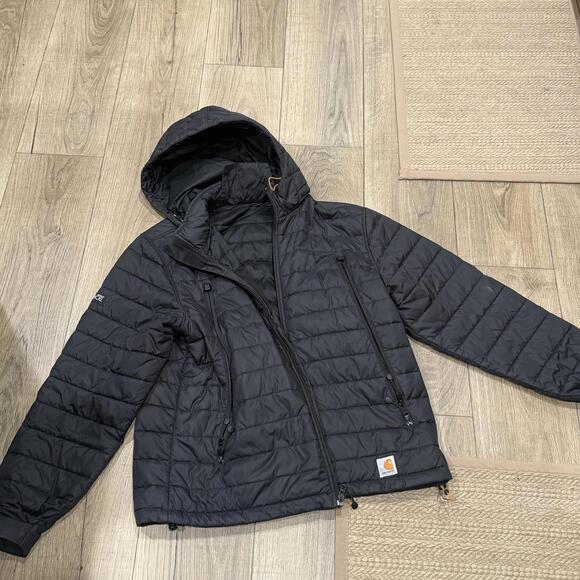 Carhartt Men's Black Hooded Puffer Jacket Size Large - Picture 1 of 2